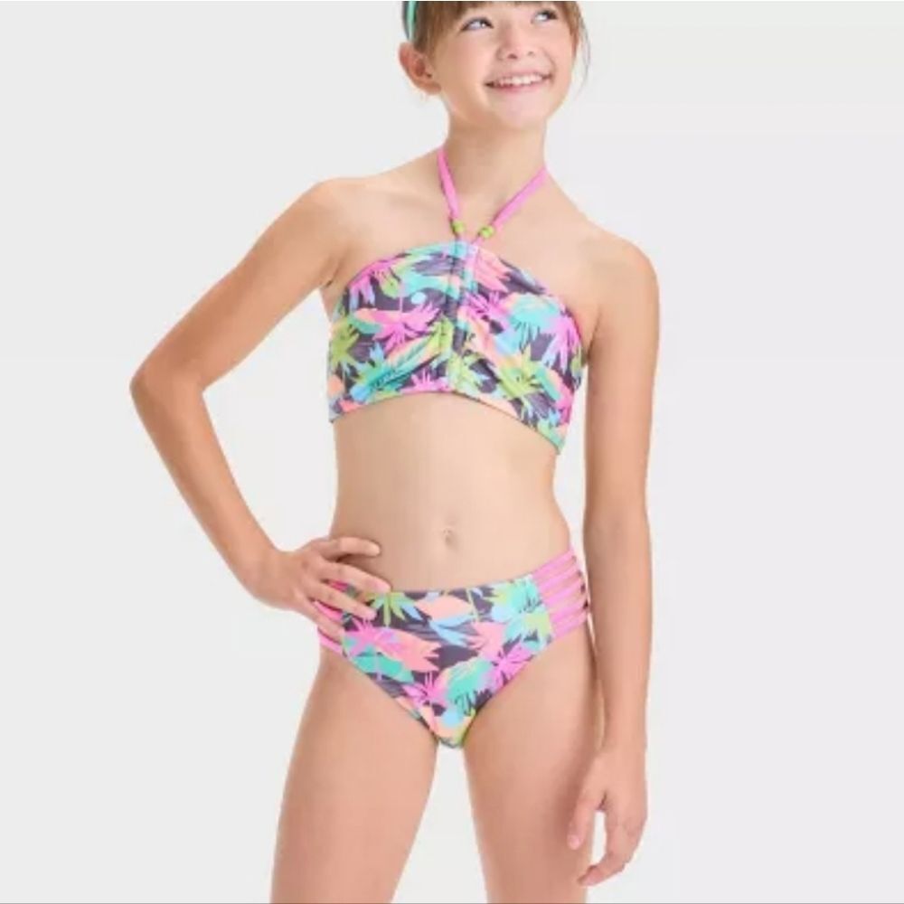 🆕️👙A Trip to Paradise Floral Printed Bikini Set By art class - Sz S (6/7)